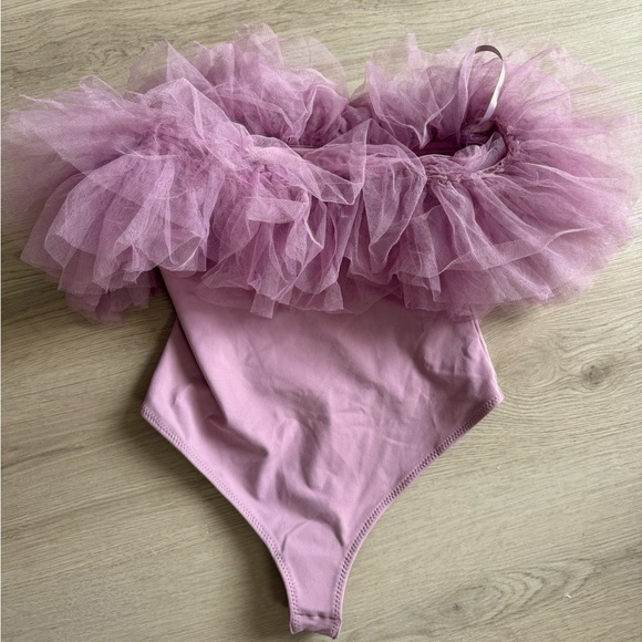 NWT FREE PEOPLE Big Love Dusty Rose Ballerina Bodysuit Spring Fling size XS Pink - Picture 3 of 7